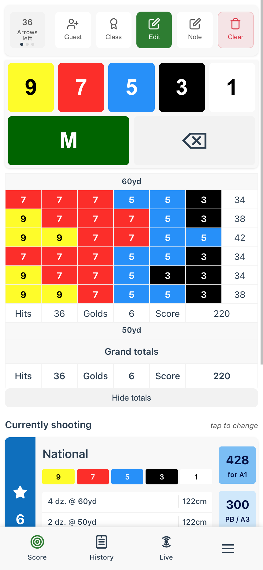 Score updated with new totals recalculated